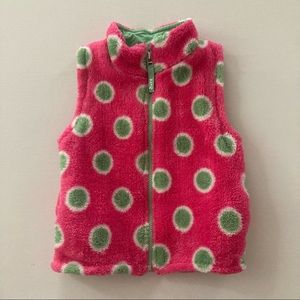 Kite Toddler Girl 2-3 Pink Polka Dot Sherpa Vest Lined Pockets